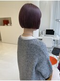 10代20代ミニボブ切りっぱなしハイトーンラベンダーピンク