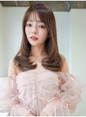 ANGELICA くすみベージュ レイヤーカット シースルーバング