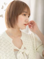 カバーヘアアンドスパ ブリス 浦和(COVER HAIR&SPA bliss) 透明感カラーオレンジベージュ切りっぱなしぱっつんボブY浦和