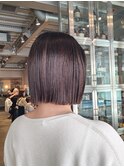 20代30代韓国風ラベンダーボブ×シースルーバング小顔見せ