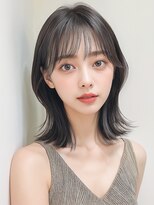 カバーヘア ブリス 上尾西口店(COVER HAIR bliss)&nbsp;切りっぱなし外ハネミディアム×黒髪くびれボブ20代30代p上尾