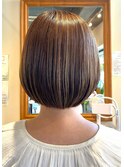 ミニボブ×くすみベージュ#30代#40代#50代