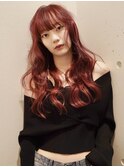ボルドーカラー×ロングウェーブ