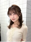 ミディアムヘア/レイヤーカット/顔周りデザイン/暗めカラー/銀座