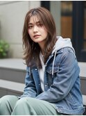 セミロング20代30代ストレートレイヤー前髪あり越谷