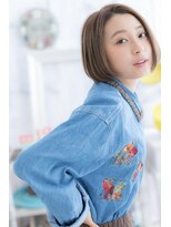 ミック ヘアアンドメイク アップ 駒込店(miq Hair&Make up)&nbsp;カーキアッシュ前下がり小顔ナチュラルぶつっとボブc1