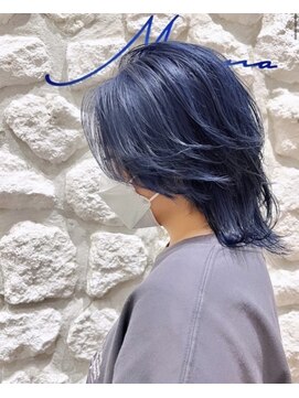 モアナバイヘッドライト 小田原店(Moana by HEADLIGHT) Moana【小田原】#ウルフカット#ネイビーカラー#ケアブリーチ