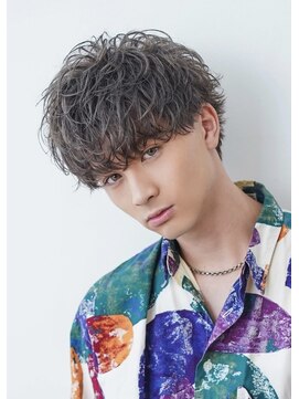 オーシャントーキョーウエスト 心斎橋 (OCEAN TOKYO WEST) ハイライトミルクティーベージュツーブロックメンズマッシュ