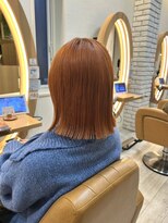 アドラーブル けやき通り店(adorable)&nbsp;ハイトーンカラーオレンジベージュミニ切りっぱなしボブ