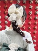 着物　ヘアセット　推し活　へアメ　ロング　編み下ろし　大阪
