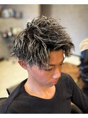 メッシュハイライトスパイラルパーマツイストパーマツーブロック
