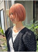 オレンジピンクカラー/ミニボブ／レイヤーボブ