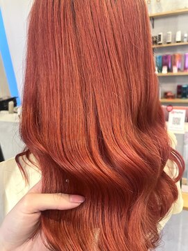 シェル 津山の手店(shel) 10代20代ブリーチオレンジカラーロング