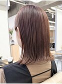 ストレートロブ☆暖色ピンクベージュ