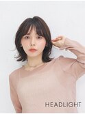 ミディアムレイヤーカットオリーブグレーチョコレートブラウン