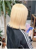 盛岡駅ブリーチカラーハイトーン切りっぱなしボブショートヘア◆