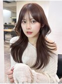 ロング似合わせカット顔周りレイヤー韓国ヘア_F1206