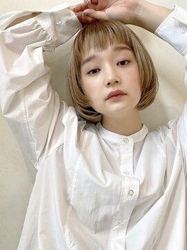 カナン 銀座(CANAAN) 丸みボブ　ミニボブ　ハイトーン　シルクベージュ