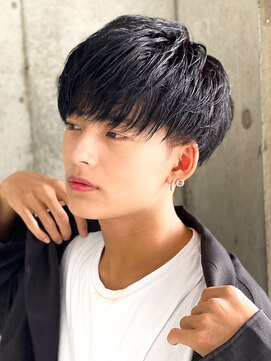 エルマーク 神戸三宮(L-MARK) 黒髪マッシュナチュラルマッシュメンズヘア韓国ツーブロック