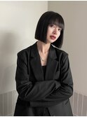 切りっぱなしボブ/ストレートボブ/地毛風カラー/黒髪ボブ
