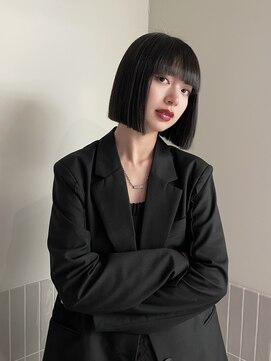 ステン(sten) 切りっぱなしボブ/ストレートボブ/地毛風カラー/黒髪ボブ