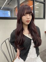 ニコ トウキョウ 渋谷(nico TOKYO)&nbsp;ダブルカラーチェリーレッドピンクブラウン韓国レイヤーロング