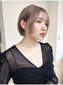 ボブ前髪カットミルクティーダブルカラー_F41265