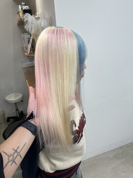 ヴィンスジオ 岐阜駅南(vince gio) White blonde×cyan blue×pink