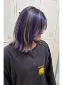 パープル×シルバーハイライトボブ