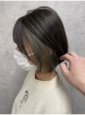 グレージュインナーカラー×ナチュラルボブ /グレージュカラー