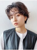 パーマハンサムショート_Aラインボブマロンベージュ_28151
