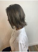ボブ/カーキグレージュ/大人かわいい/フェザーバング