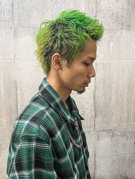 アムレヘアー(amule hair) 【amule hair】個性的ライムグリーンおしゃれボウズ