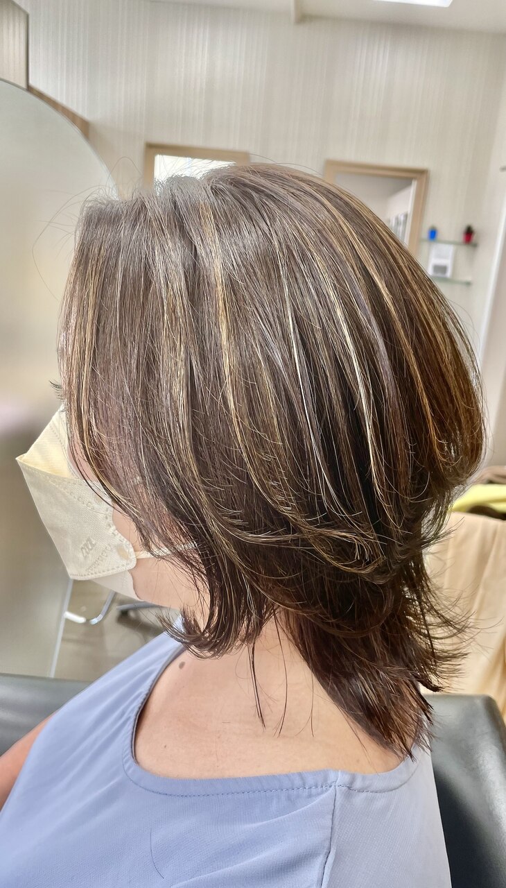 ウルフカット＋ハイライトカラー：L177885068｜リンクス(LiNX)の