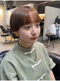 【オレンジ×インナーカラー×マッシュショート】