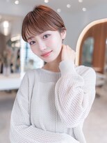 20代30代大人かわいい/斜めバンググレージュカラー/ショートボブ