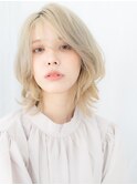 外ハネプラチナカラー外国人風ラフボブウルフb古河10代20代30代