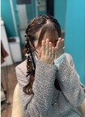 編み込みアレンジツインテール