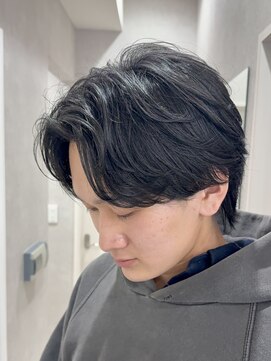 メレ 仙台(Mele) センターパート/ブルーブラック/ニュアンスパーマ/韓国マッシュ