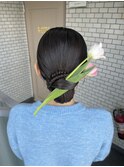 タイトシニヨン 生花 タイトヘア アップスタイル 着物ヘア