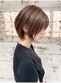 チェリーブラウンミニウルフホワイトグレージュデジタルパーマ