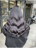 20代30代ブリーチなしダブルカラーロングレイヤーアッシュブルー