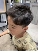 メンズショート/アップバング/センターパート