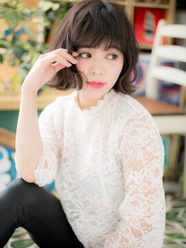 カバーヘア イヴ 戸頭店(COVER HAIR EVE) ぱっつん前髪オリーブグレージュ外ハネボブc720代30代40代