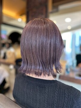 透明感モーヴグレージュ/ショートミディ/レイヤーカット