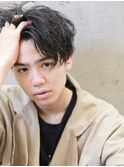 センターパート メンズヘアスタイル