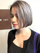 ヘアー アイス 御器所本店(HAIR ICI)&nbsp;ホワイトグレー×ボブ