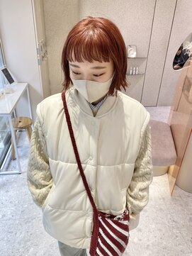 マイル 渋谷(mile) ブリーチ1回カッパーオレンジ×ミニボブ