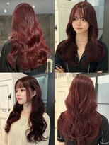 クム(kumu)&nbsp;【kumu】韓国風ロングレイヤーカット/ブリーチなしカシスレッド