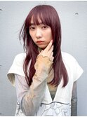 カシスレッド　ロングウルフ　ダブルカラー　ブリーチ無し